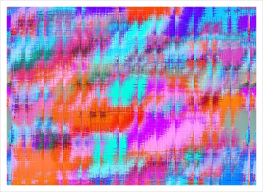 psychedelic geometric painting texture abstract background in pink blue orange purple Art Print by Timmy333