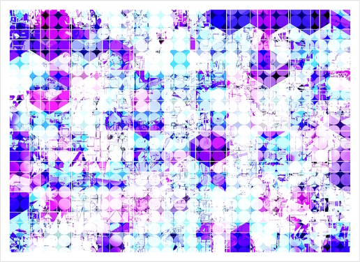 geometric square and circle pattern abstract background in pink blue Art Print by Timmy333