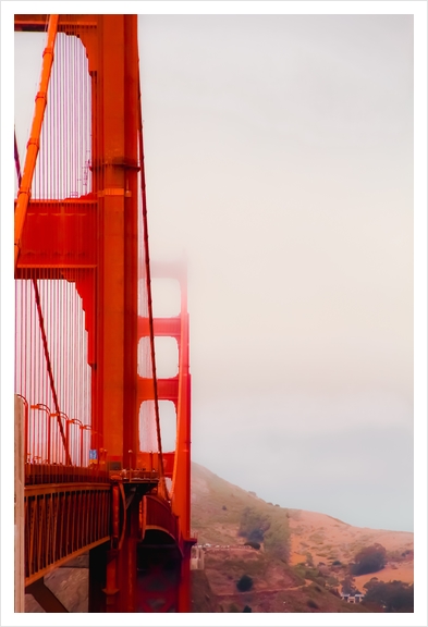 Closeup Golden Gate bridge with foggy sky San Francisco USA Art Print by Timmy333