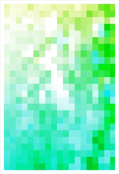 geometric pixel square pattern abstract background in green blue Art Print by Timmy333