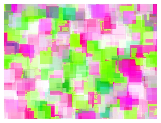 geometric square pattern abstract background in pink and green Art Print by Timmy333