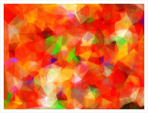 geometric triangle pattern abstract background in red orange green Art Print by Timmy333