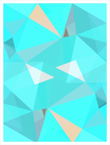 geometric triangle shape abstract background in blue Art Print by Timmy333