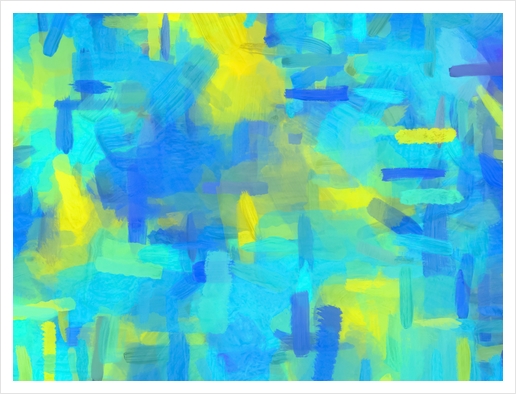 splash painting texture abstract background in blue yellow Art Print by Timmy333