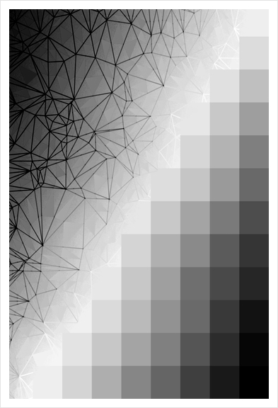 graphic design pixel geometric square pattern abstract background in black and white Art Print by Timmy333