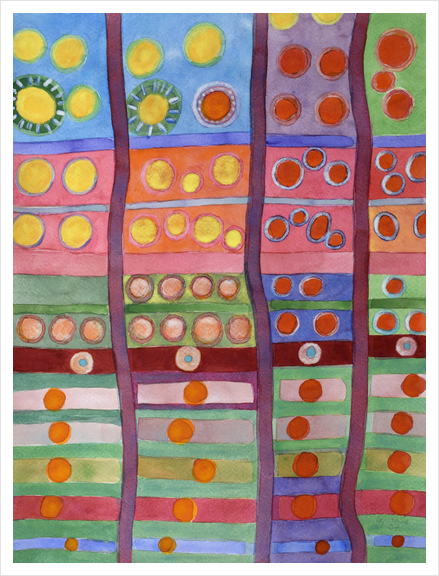 Colorful Grid Pattern with Numerous Circles   Art Print by Heidi Capitaine