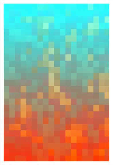 graphic design geometric pixel square pattern abstract background in orange blue Art Print by Timmy333