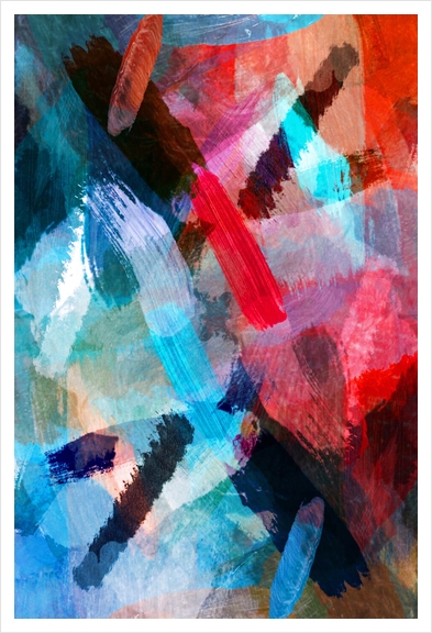 abstract splatter brush stroke painting texture background in blue red Art Print by Timmy333