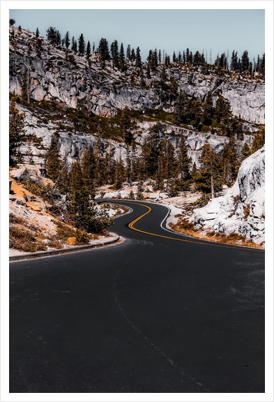 Road to Yosemite national park California USA with mountain view Art Print by Timmy333