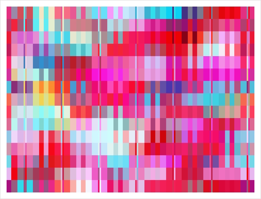 geometric square pixel pattern abstract background in pink and blue Art Print by Timmy333