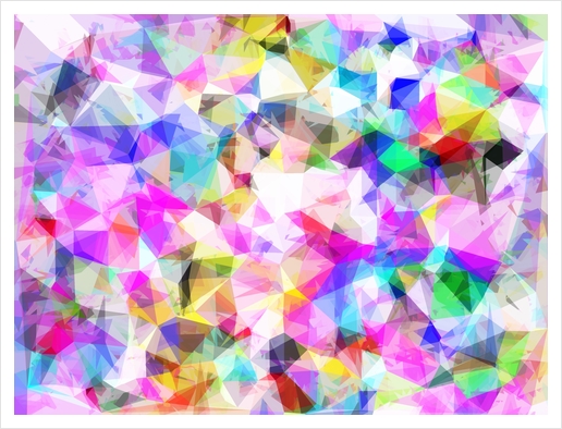 geometric triangle pattern abstract background in pink blue yellow Art Print by Timmy333