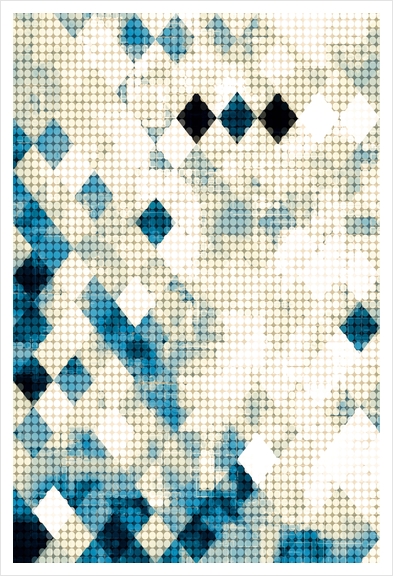 graphic design pixel geometric square pattern abstract background in blue black and white Art Print by Timmy333