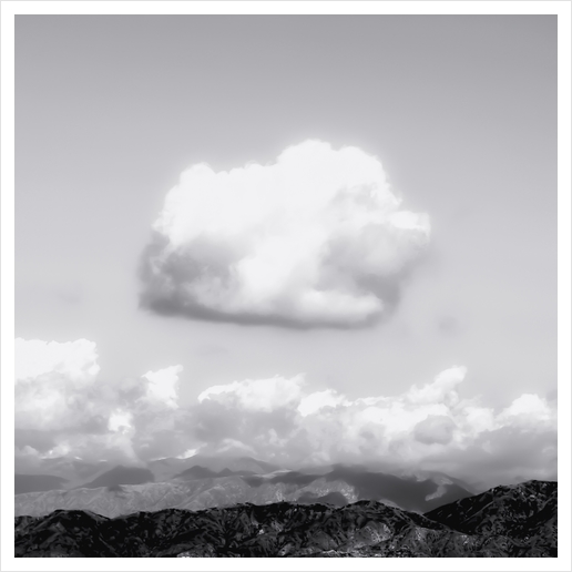 mountain with cloudy sky in Los Angeles USA in black and white Art Print by Timmy333