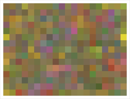 geometric square pixel pattern abstract in green pink yellow Art Print by Timmy333