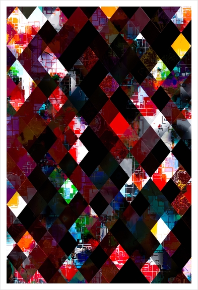 geometric pixel square pattern abstract background in red Art Print by Timmy333