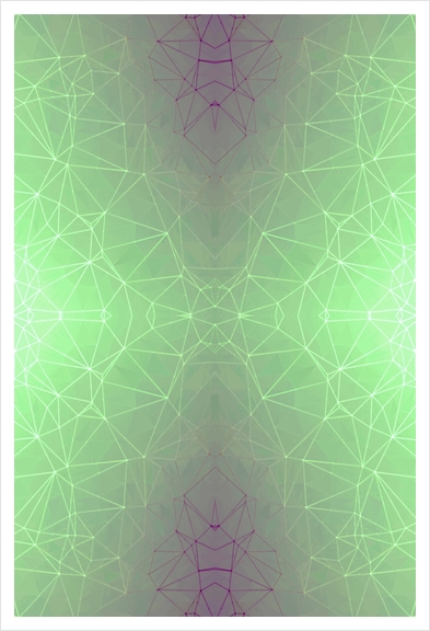 fractal graphic design geometric symmetry line pattern abstract background in green Art Print by Timmy333