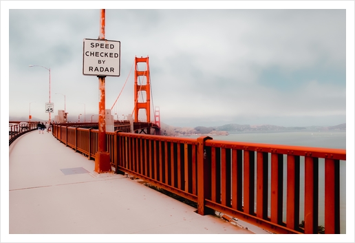 Walkway with Golden Gated bridge view in San Francisco USA Art Print by Timmy333