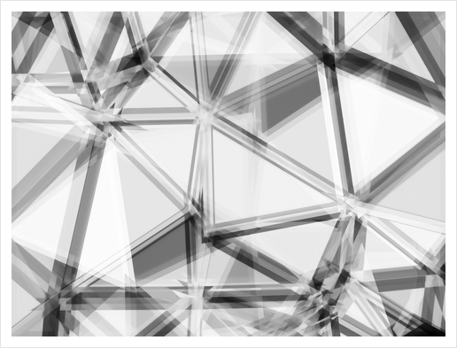 geometric triangle abstract background in black and white Art Print by Timmy333