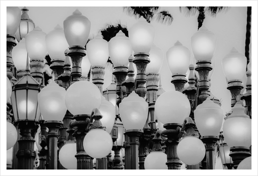 Urban Light at LACMA Los Angeles California USA in black and white Art Print by Timmy333