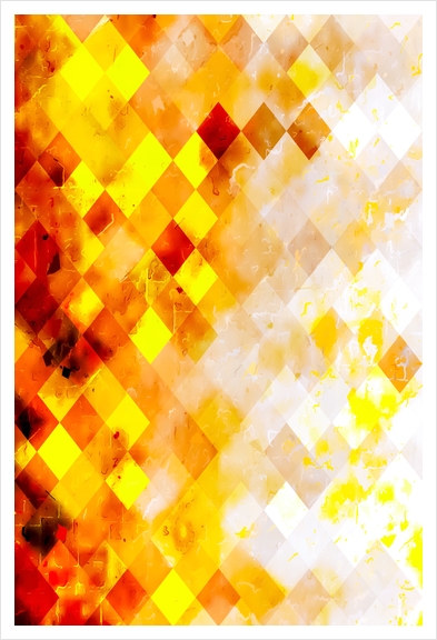 geometric pixel square pattern abstract background in brown yellow Art Print by Timmy333