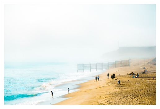 sandy beach with foggy sky at Point Mugu State Park, California, USA Art Print by Timmy333