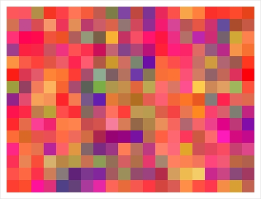 geometric square pixel pattern abstract in pink blue yellow Art Print by Timmy333