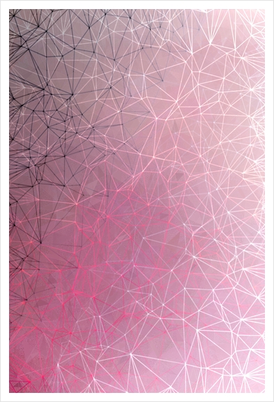 fractal geometric line pattern abstract art in pink Art Print by Timmy333
