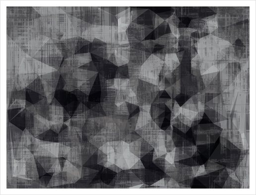 geometric triangle abstract background in black and white Art Print by Timmy333