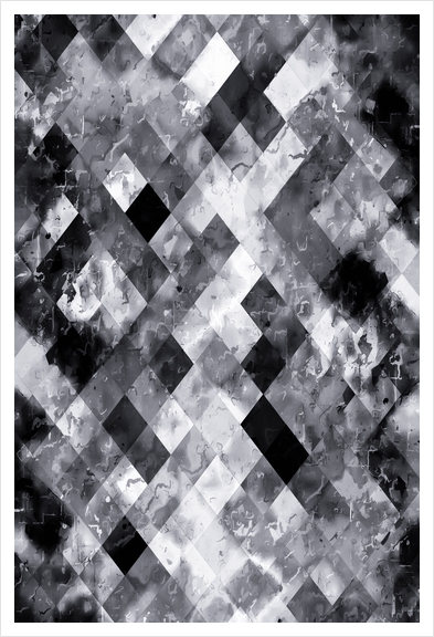 graphic design pixel geometric square pattern abstract background in black and white Art Print by Timmy333