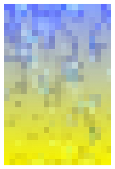 geometric pixel square pattern abstract background in yellow blue Art Print by Timmy333