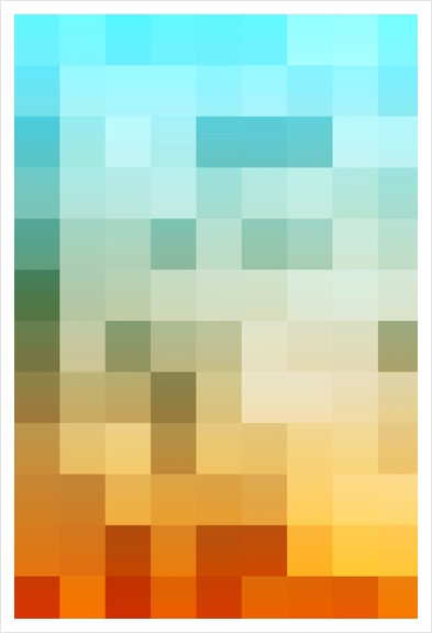 geometric pixel square pattern abstract background in yellow brown blue Art Print by Timmy333