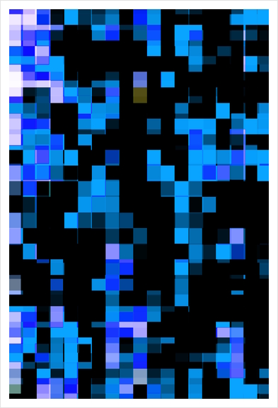 geometric pixel square pattern abstract background in blue black Art Print by Timmy333