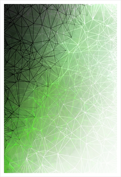 fractal geometric line pattern abstract art in green Art Print by Timmy333