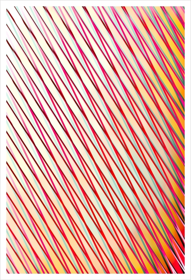 geometric line pattern abstract background in pink yellow blue Art Print by Timmy333