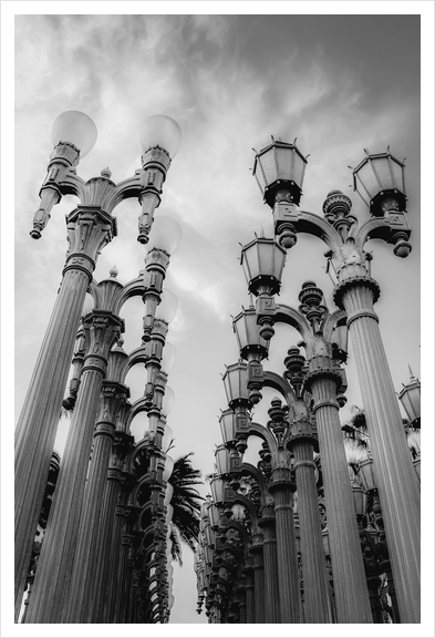 Urban Light at LACMA Los Angeles California USA in black and white Art Print by Timmy333