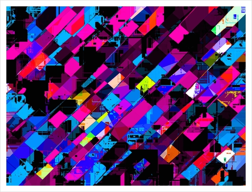 geometric square pixel pattern abstract background in pink and blue Art Print by Timmy333