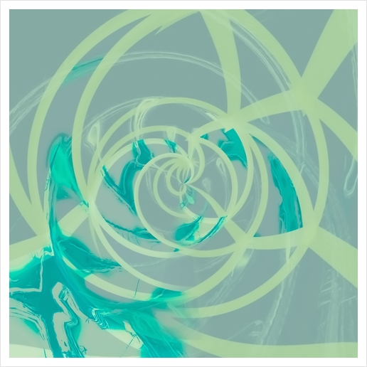 spiral line pattern painting texture abstract in blue green Art Print by Timmy333