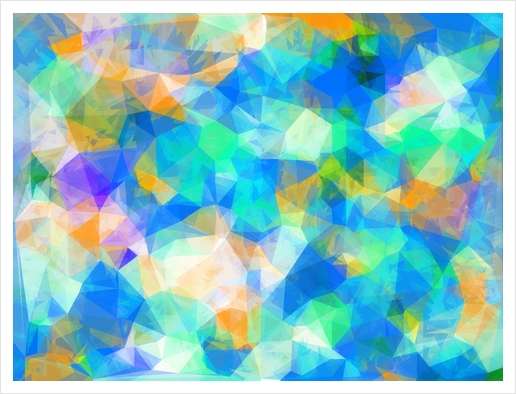 geometric triangle pattern abstract background in blue green orange Art Print by Timmy333