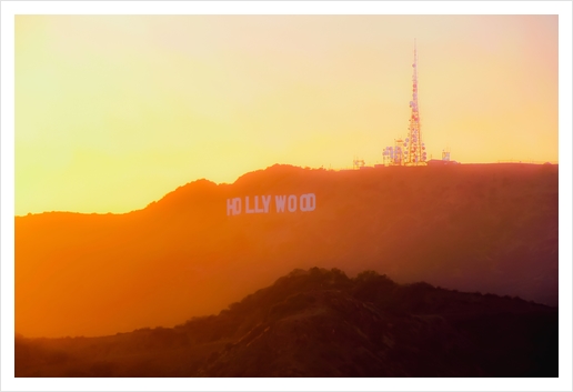 sunset light at Hollywood Sign Los Angeles California USA Art Print by Timmy333