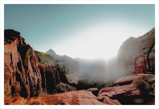 Mountain view with summer sky at Zion national park Utah USA Art Print by Timmy333