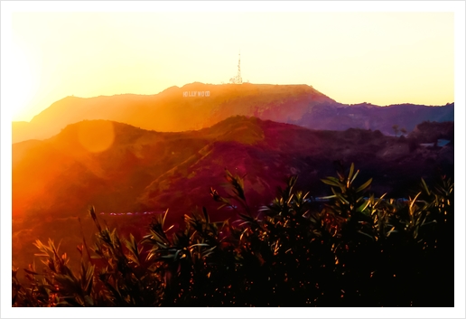 sunset sky at Hollywood Sign, Los Angeles, California, USA Art Print by Timmy333