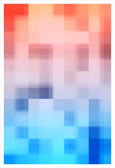 graphic design pixel geometric square pattern abstract background in orange blue Art Print by Timmy333