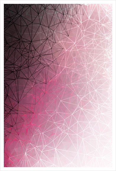 fractal geometric line pattern abstract art in pink Art Print by Timmy333