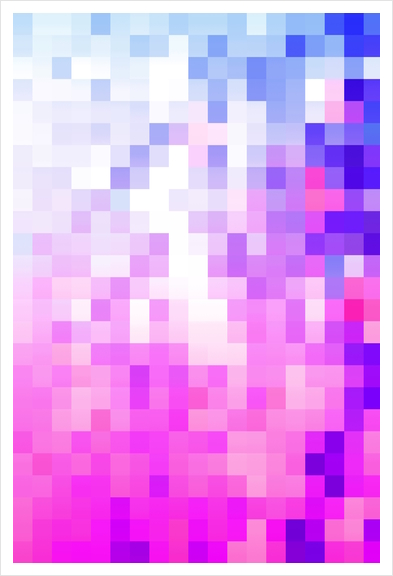 geometric pixel square pattern abstract background in pink purple blue Art Print by Timmy333