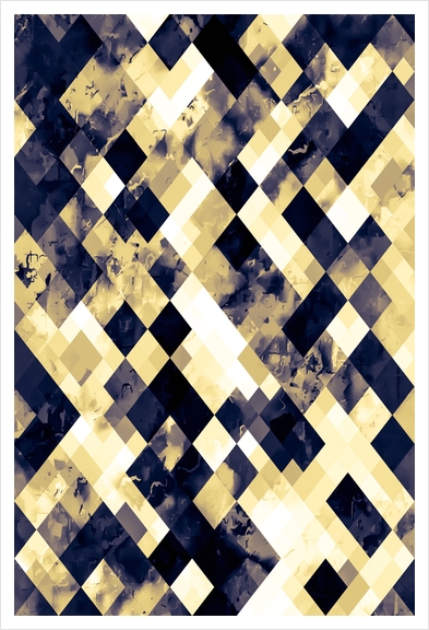 geometric square pixel pattern abstract art background in brown yellow Art Print by Timmy333