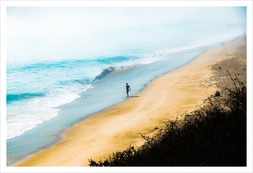 sandy beach and blue ocean at Point Mugu State Park, California, USA Art Print by Timmy333