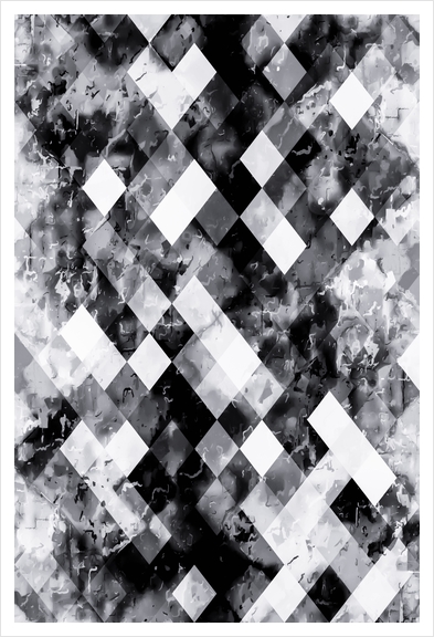 black and white geometric pixel square pattern abstract background Art Print by Timmy333