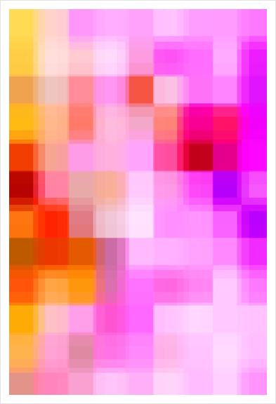 geometric pixel square pattern abstract background in pink purple yellow Art Print by Timmy333