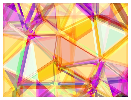 geometric triangle shape abstract background in yellow and purple Art Print by Timmy333