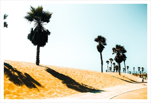 summer sandy beach and palm tree at Oxnard Beach, California, USA Art Print by Timmy333